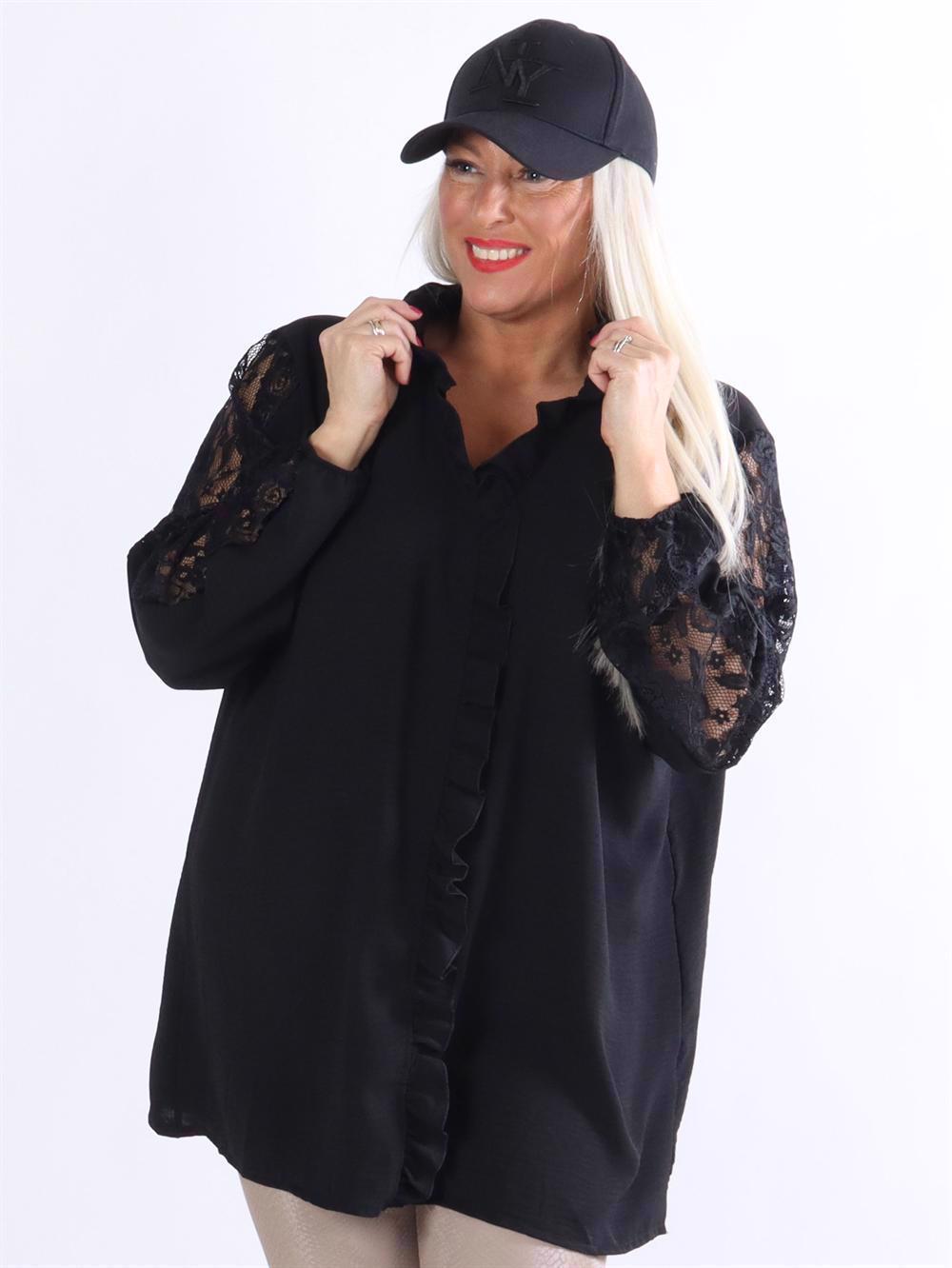 Chaka - Blonde tunika med flæse langs fronten